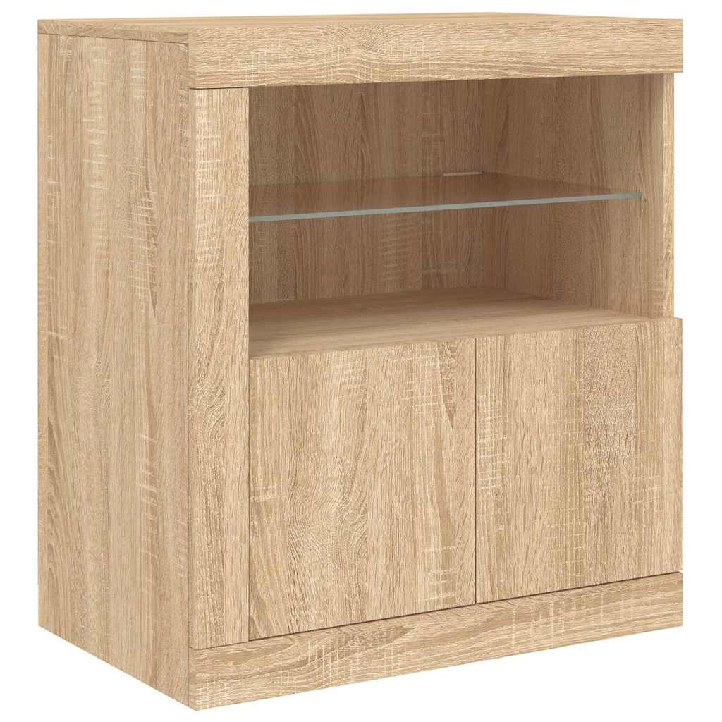 vidaXL Sideboard with LED Lights Sonoma Oak 60,5x37x67 cm