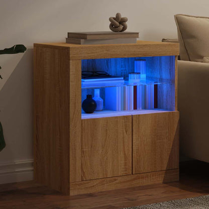 vidaXL Sideboard with LED Lights Sonoma Oak 60,5x37x67 cm