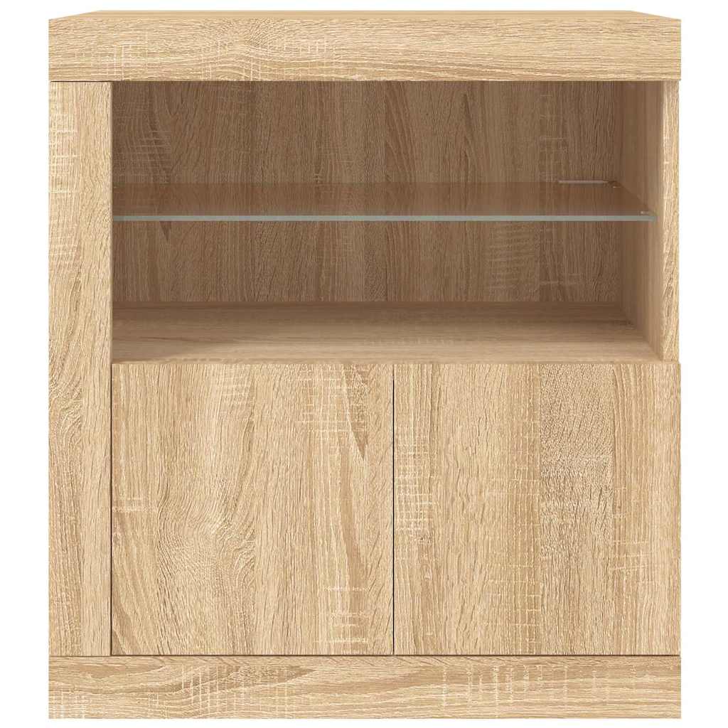 vidaXL Sideboard with LED Lights Sonoma Oak 60,5x37x67 cm