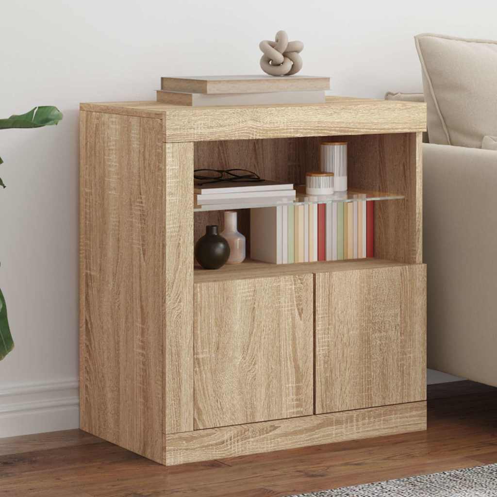 vidaXL Sideboard with LED Lights Sonoma Oak 60,5x37x67 cm