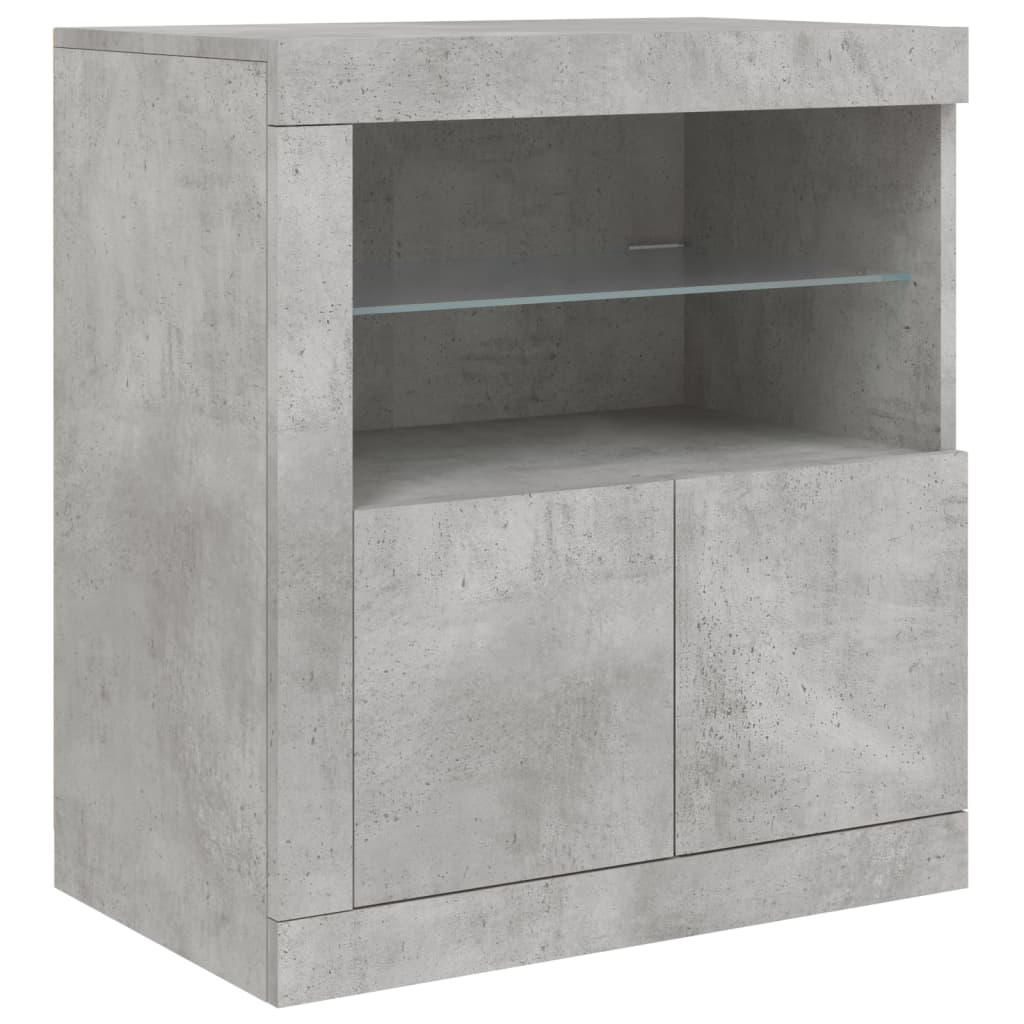vidaXL Sideboard with LED Lights Concrete Grey 60,5x37x67 cm