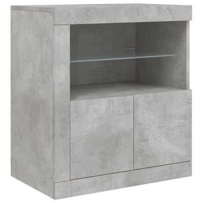 vidaXL Sideboard with LED Lights Concrete Grey 60,5x37x67 cm