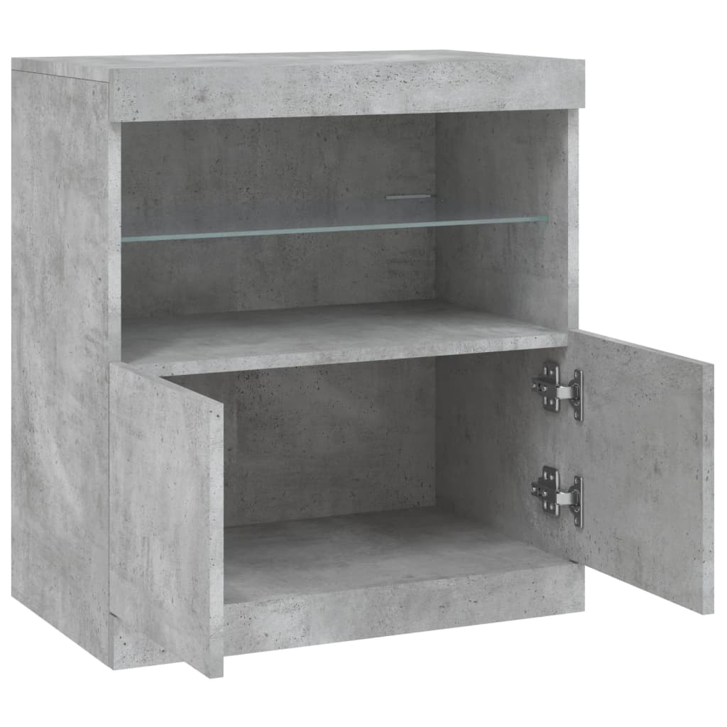 vidaXL Sideboard with LED Lights Concrete Grey 60,5x37x67 cm