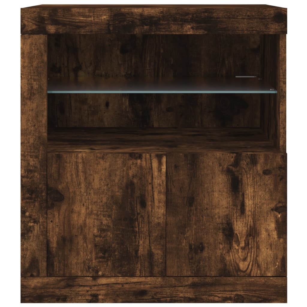 vidaXL Sideboard with LED Lights Smoked Oak 60.5x37x67 cm