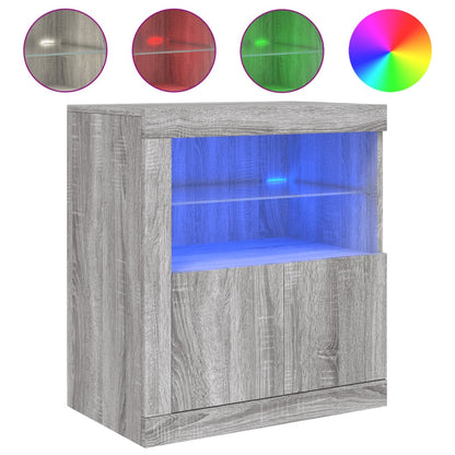 vidaXL Sideboard with LED Lights Grey Sonoma 60,5x37x67 cm