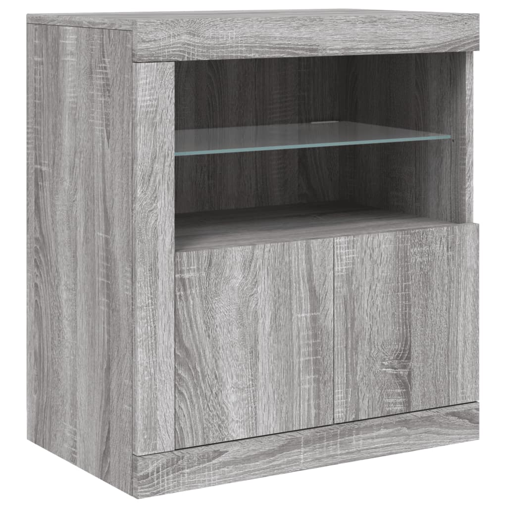 vidaXL Sideboard with LED Lights Grey Sonoma 60,5x37x67 cm