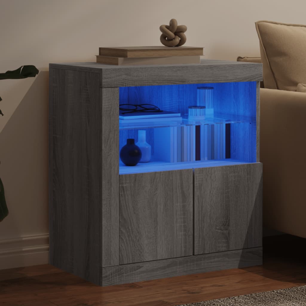 vidaXL Sideboard with LED Lights Grey Sonoma 60,5x37x67 cm