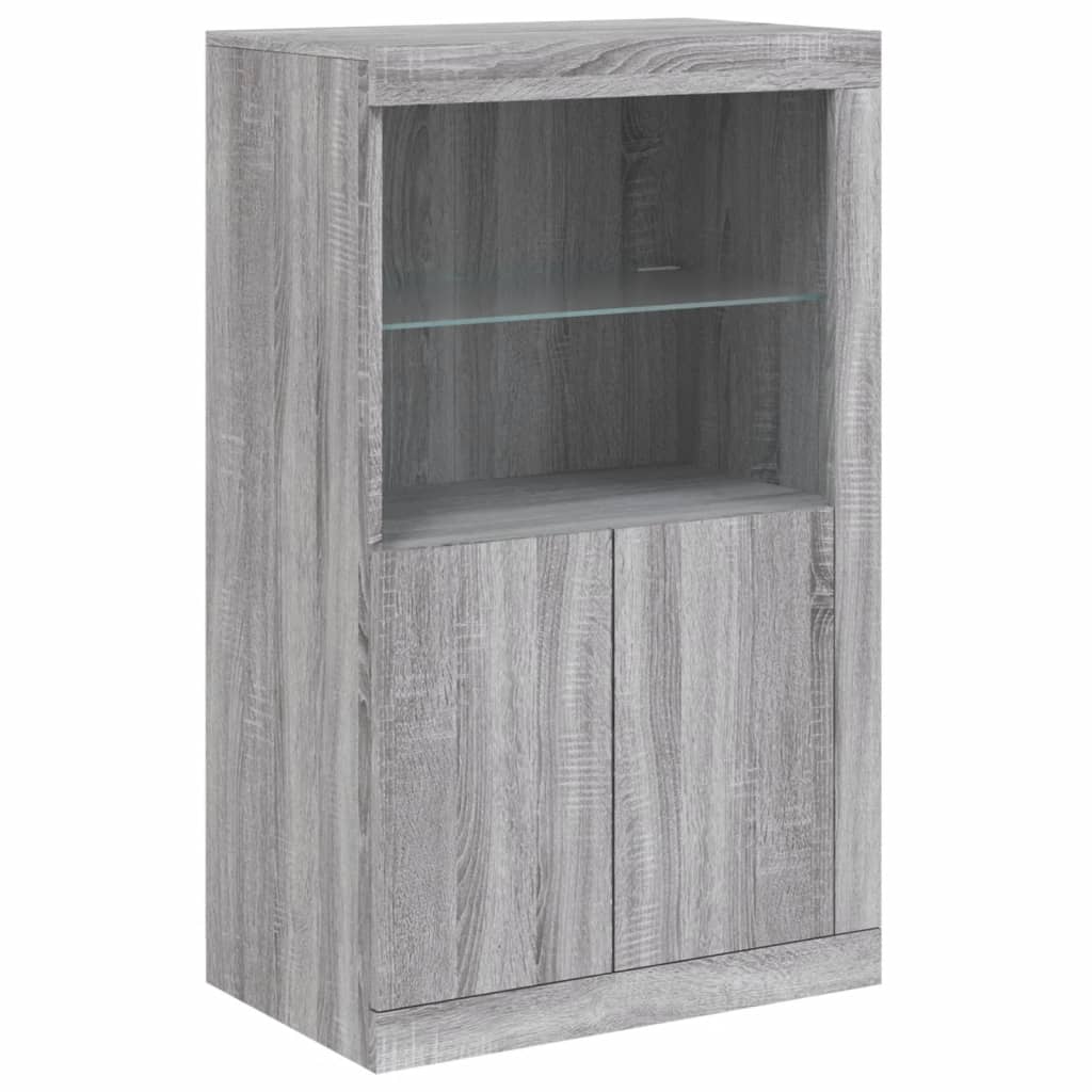 vidaXL Side Cabinet with LED Lights Grey Sonoma Engineered Wood