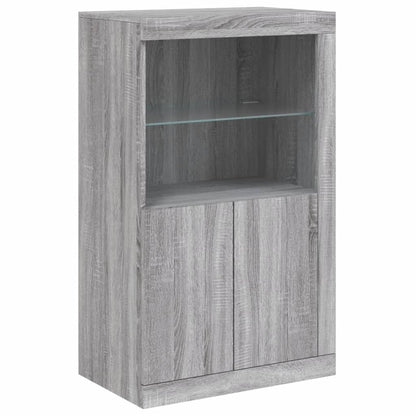 vidaXL Side Cabinet with LED Lights Grey Sonoma Engineered Wood