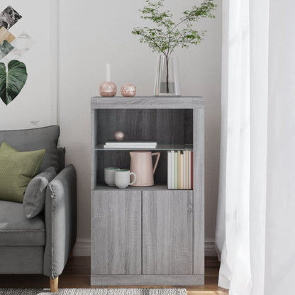 vidaXL Side Cabinet with LED Lights Grey Sonoma Engineered Wood