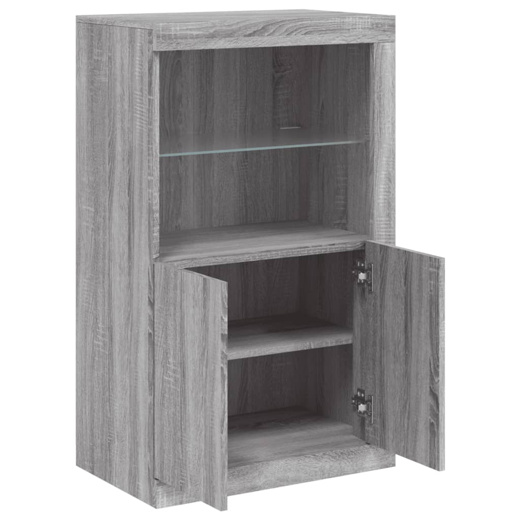 vidaXL Side Cabinet with LED Lights Grey Sonoma Engineered Wood