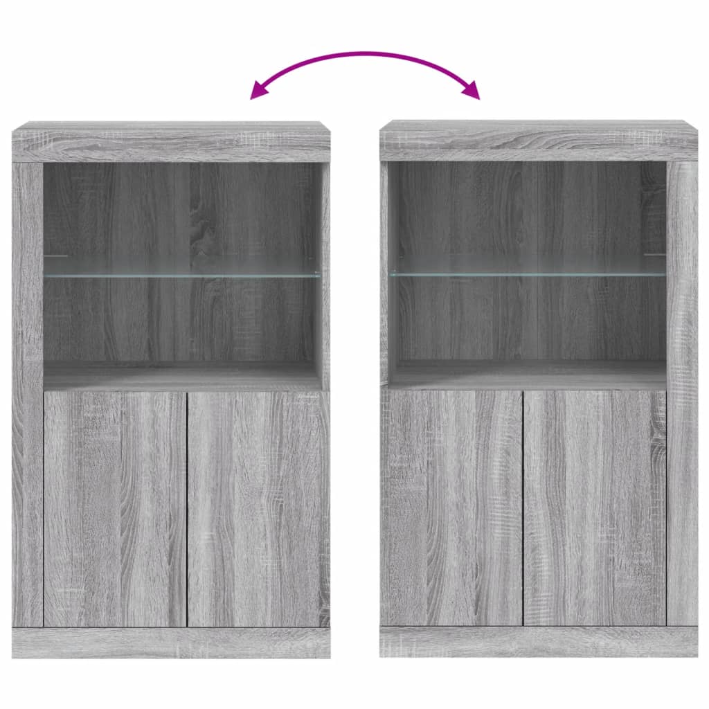 vidaXL Side Cabinet with LED Lights Grey Sonoma Engineered Wood