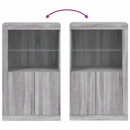 vidaXL Side Cabinet with LED Lights Grey Sonoma Engineered Wood