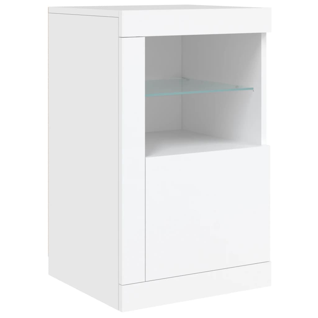 vidaXL Side Cabinets with LED Lights 2 pcs White Engineered Wood