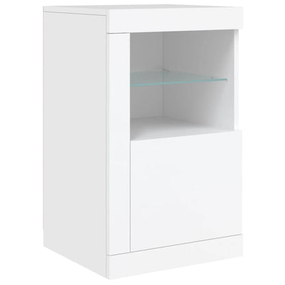 vidaXL Side Cabinets with LED Lights 2 pcs White Engineered Wood