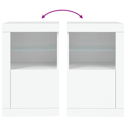 vidaXL Side Cabinets with LED Lights 2 pcs White Engineered Wood