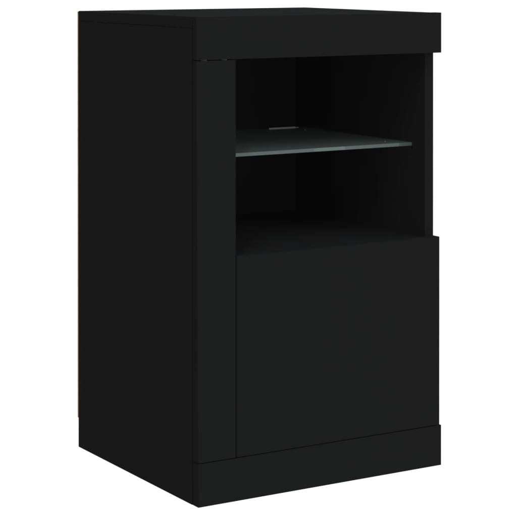 vidaXL Side Cabinets with LED Lights 2 pcs Black Engineered Wood