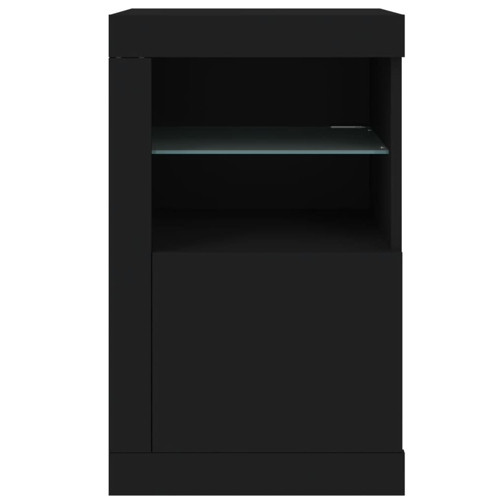 vidaXL Side Cabinets with LED Lights 2 pcs Black Engineered Wood