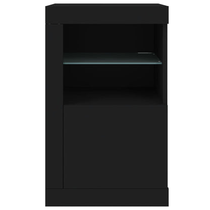 vidaXL Side Cabinets with LED Lights 2 pcs Black Engineered Wood