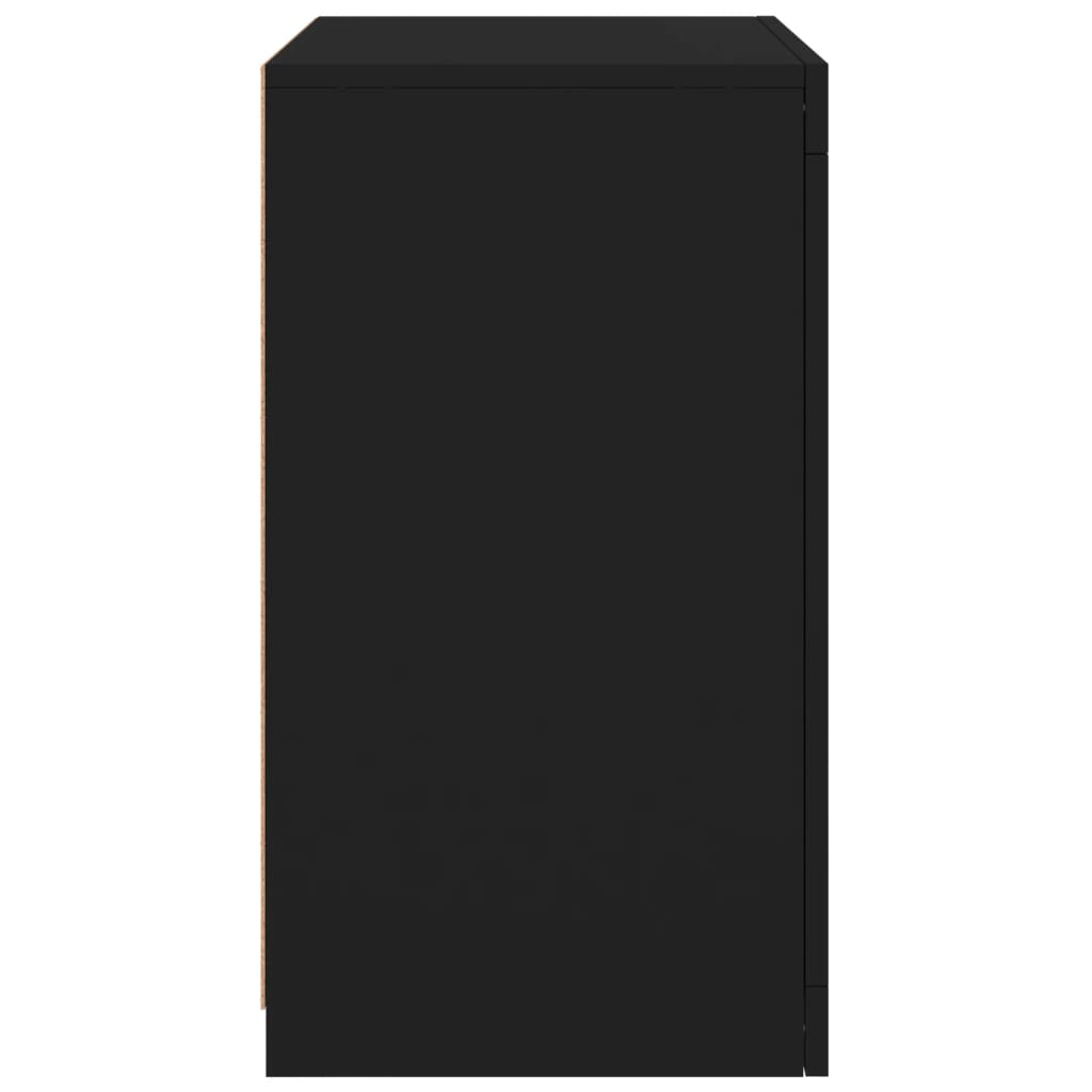 vidaXL Side Cabinets with LED Lights 2 pcs Black Engineered Wood