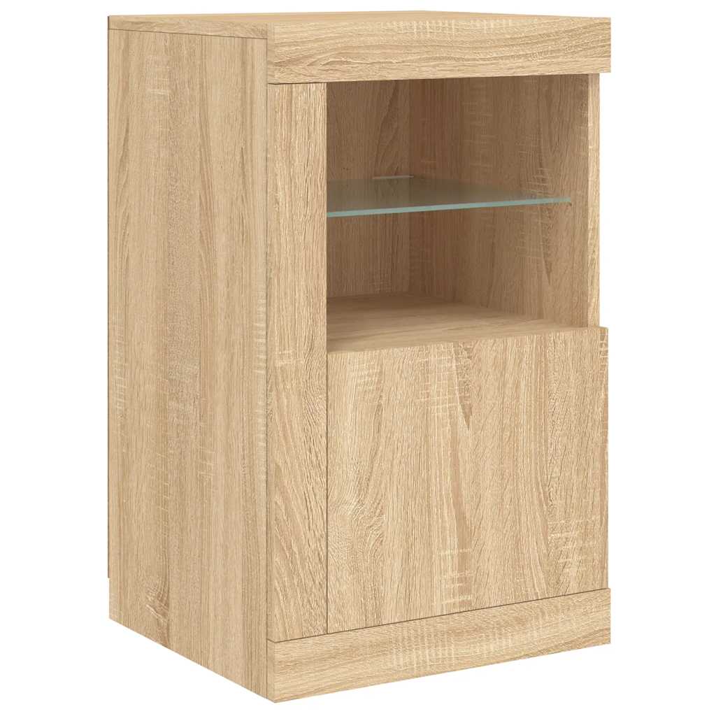 vidaXL Side Cabinet with LED Lights Sonoma Oak Engineered Wood