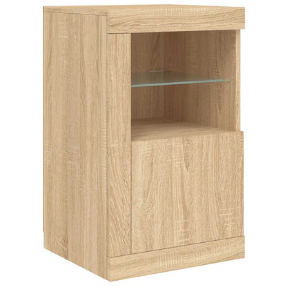 vidaXL Side Cabinet with LED Lights Sonoma Oak Engineered Wood