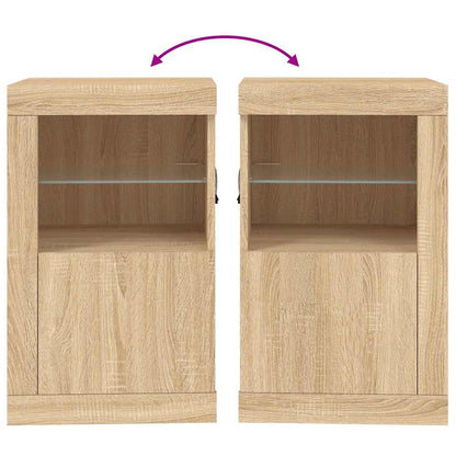 vidaXL Side Cabinet with LED Lights Sonoma Oak Engineered Wood