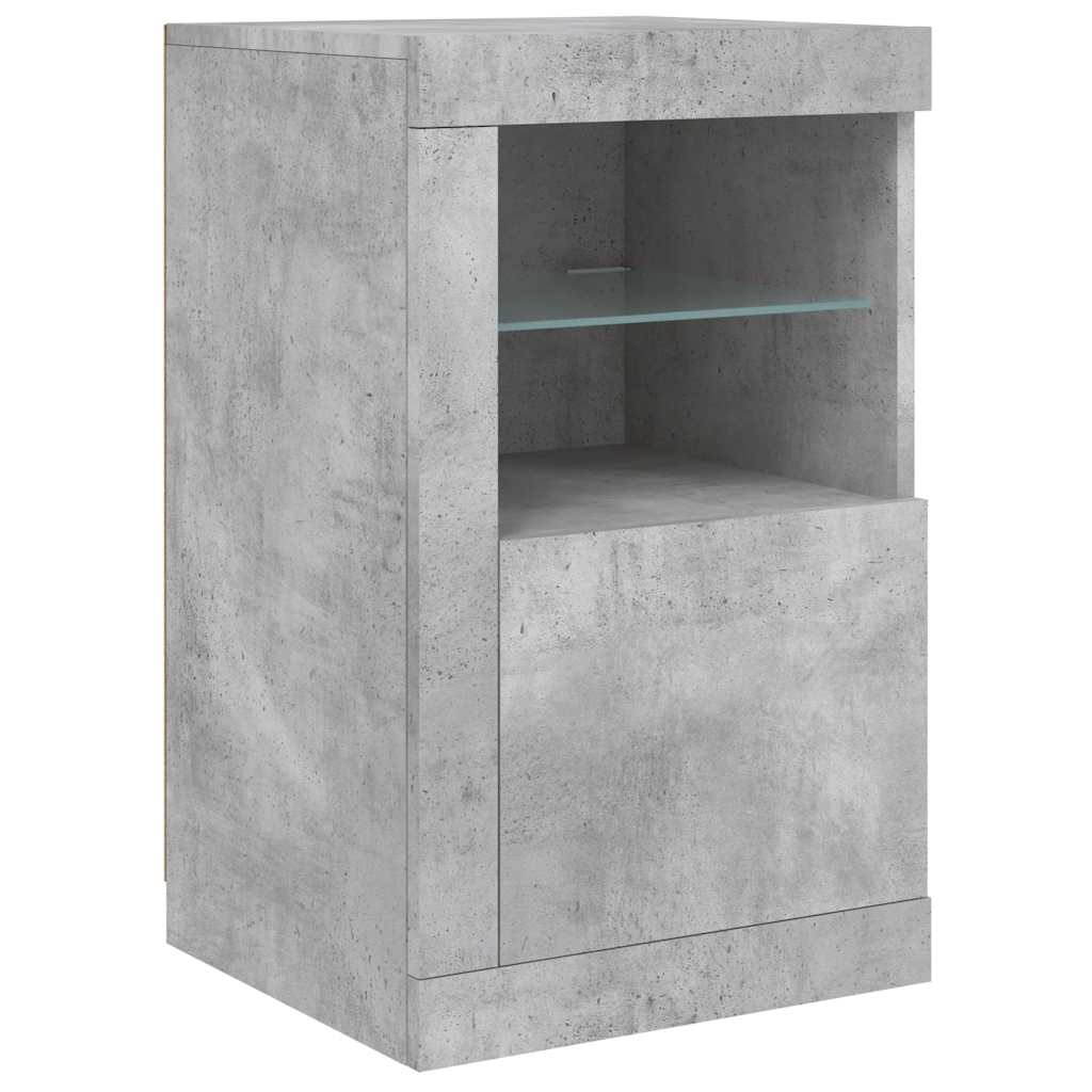 vidaXL Side Cabinet with LED Lights Concrete Grey Engineered Wood