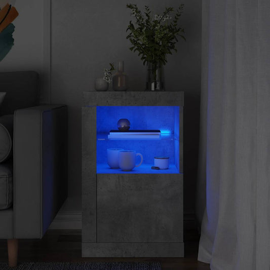 vidaXL Side Cabinet with LED Lights Concrete Grey Engineered Wood