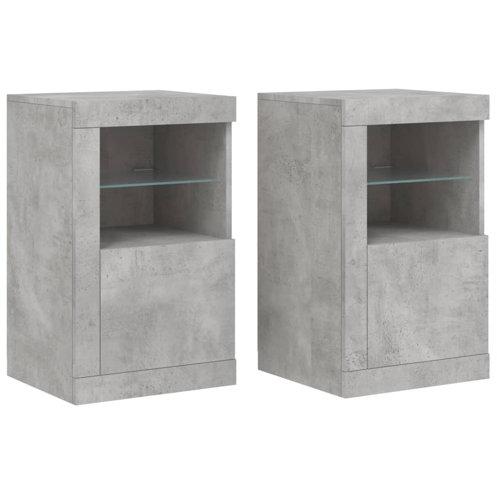 vidaXL Side Cabinets with LED Lights 2 pcs Concrete Grey