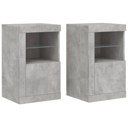 vidaXL Side Cabinets with LED Lights 2 pcs Concrete Grey