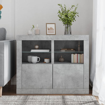 vidaXL Side Cabinets with LED Lights 2 pcs Concrete Grey