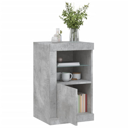 vidaXL Side Cabinets with LED Lights 2 pcs Concrete Grey Engineered Wood