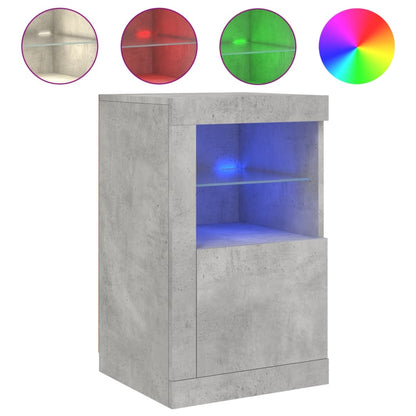 vidaXL Side Cabinets with LED Lights 2 pcs Concrete Grey