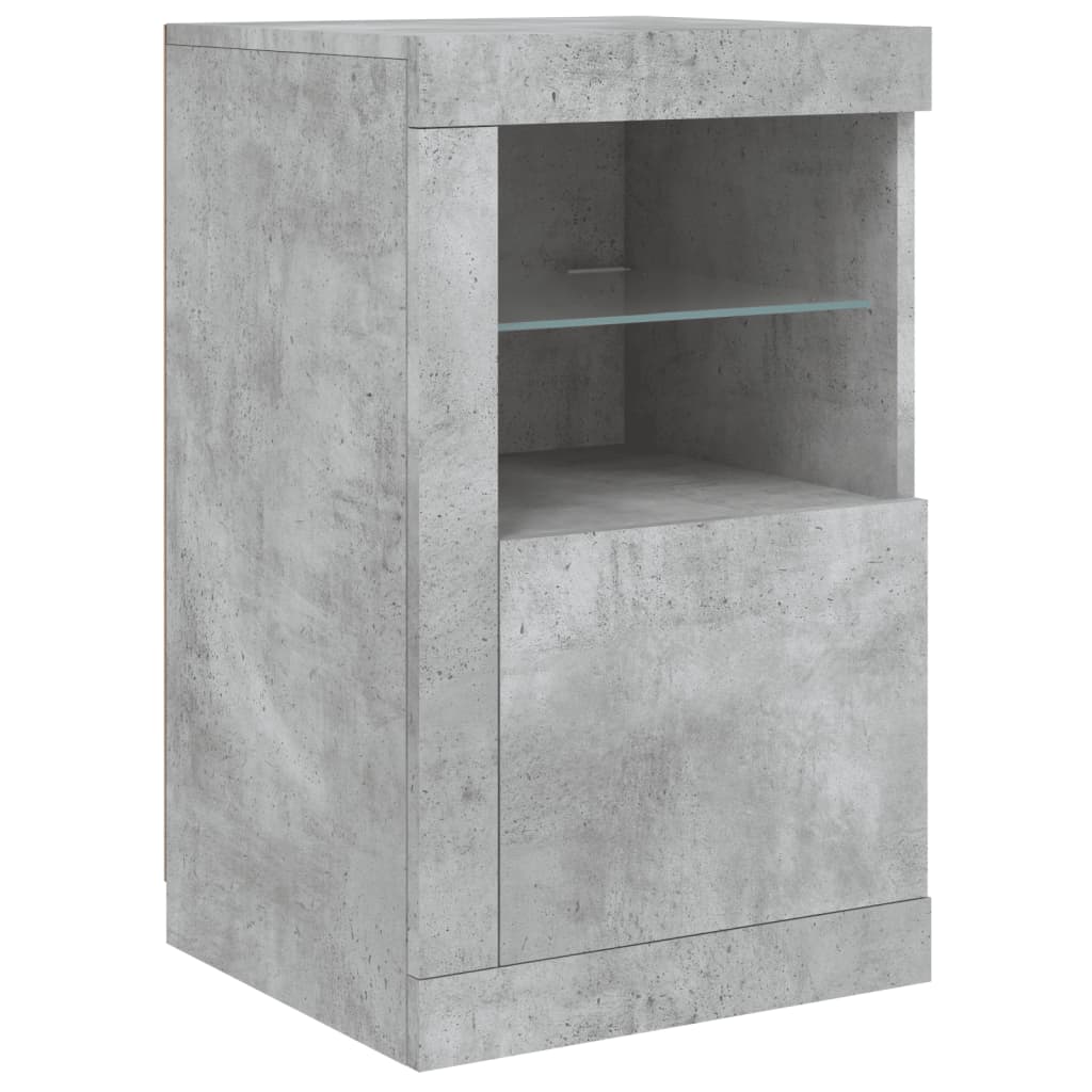 vidaXL Side Cabinets with LED Lights 2 pcs Concrete Grey