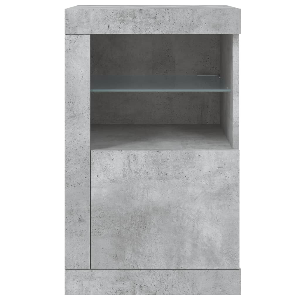vidaXL Side Cabinets with LED Lights 2 pcs Concrete Grey