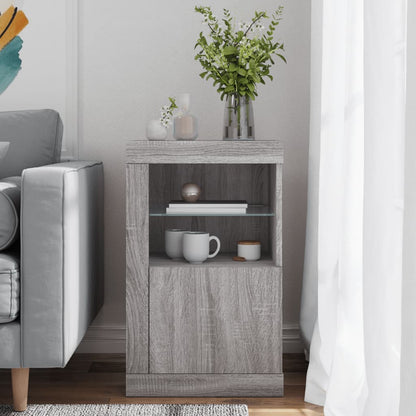 vidaXL Side Cabinet with LED Lights Grey Sonoma Engineered Wood