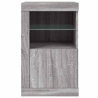 vidaXL Side Cabinet with LED Lights Grey Sonoma Engineered Wood