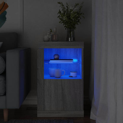 vidaXL Side Cabinet with LED Lights Grey Sonoma Engineered Wood