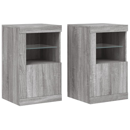 vidaXL Side Cabinets with LED Lights 2 pcs Grey Sonoma Engineered Wood