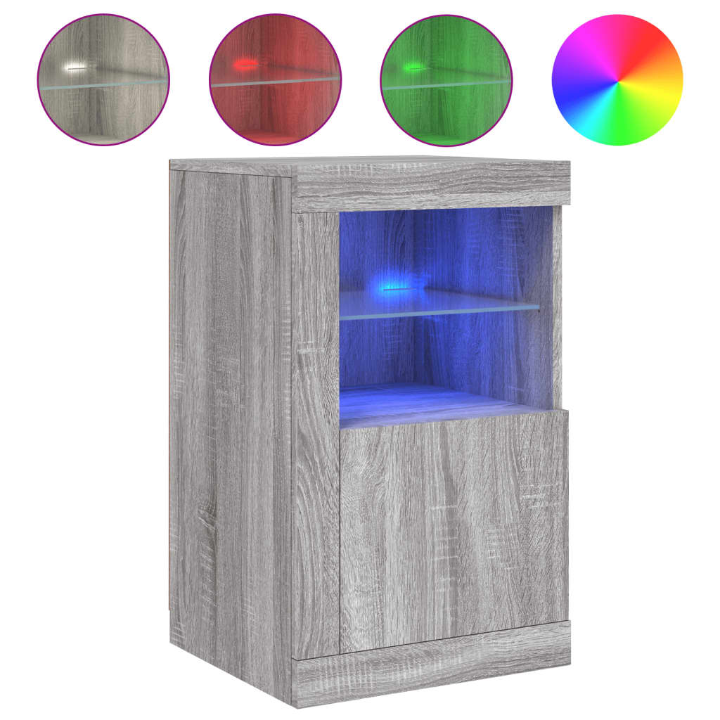 vidaXL Side Cabinets with LED Lights 2 pcs Grey Sonoma Engineered Wood