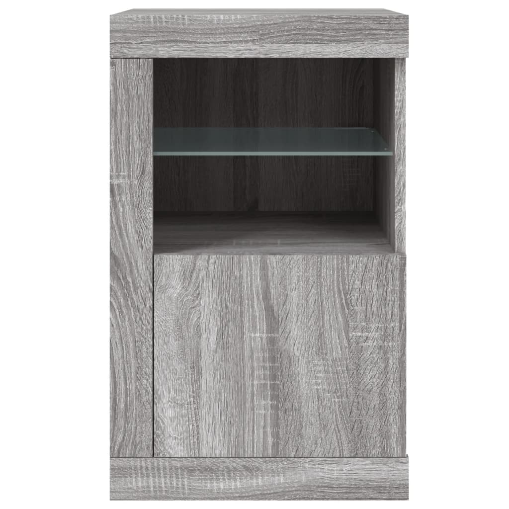 vidaXL Side Cabinets with LED Lights 2 pcs Grey Sonoma Engineered Wood