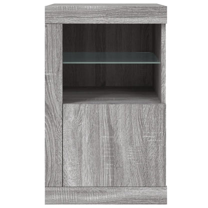 vidaXL Side Cabinets with LED Lights 2 pcs Grey Sonoma Engineered Wood