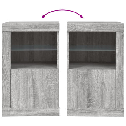 vidaXL Side Cabinets with LED Lights 2 pcs Grey Sonoma Engineered Wood