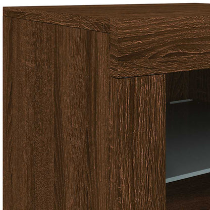 vidaXL Side Cabinet with LED Lights Brown Oak Engineered Wood