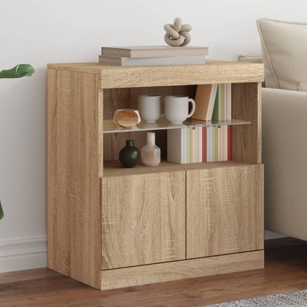 vidaXL Sideboard with LED Lights Sonoma Oak 60x37x67 cm