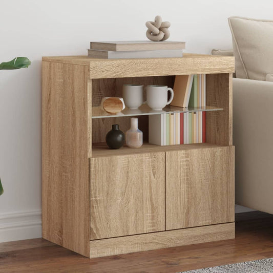 vidaXL Sideboard with LED Lights Sonoma Oak 60x37x67 cm