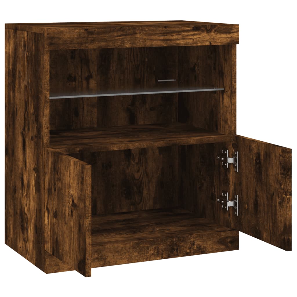 vidaXL Sideboard with LED Lights Smoked Oak 60x37x67 cm