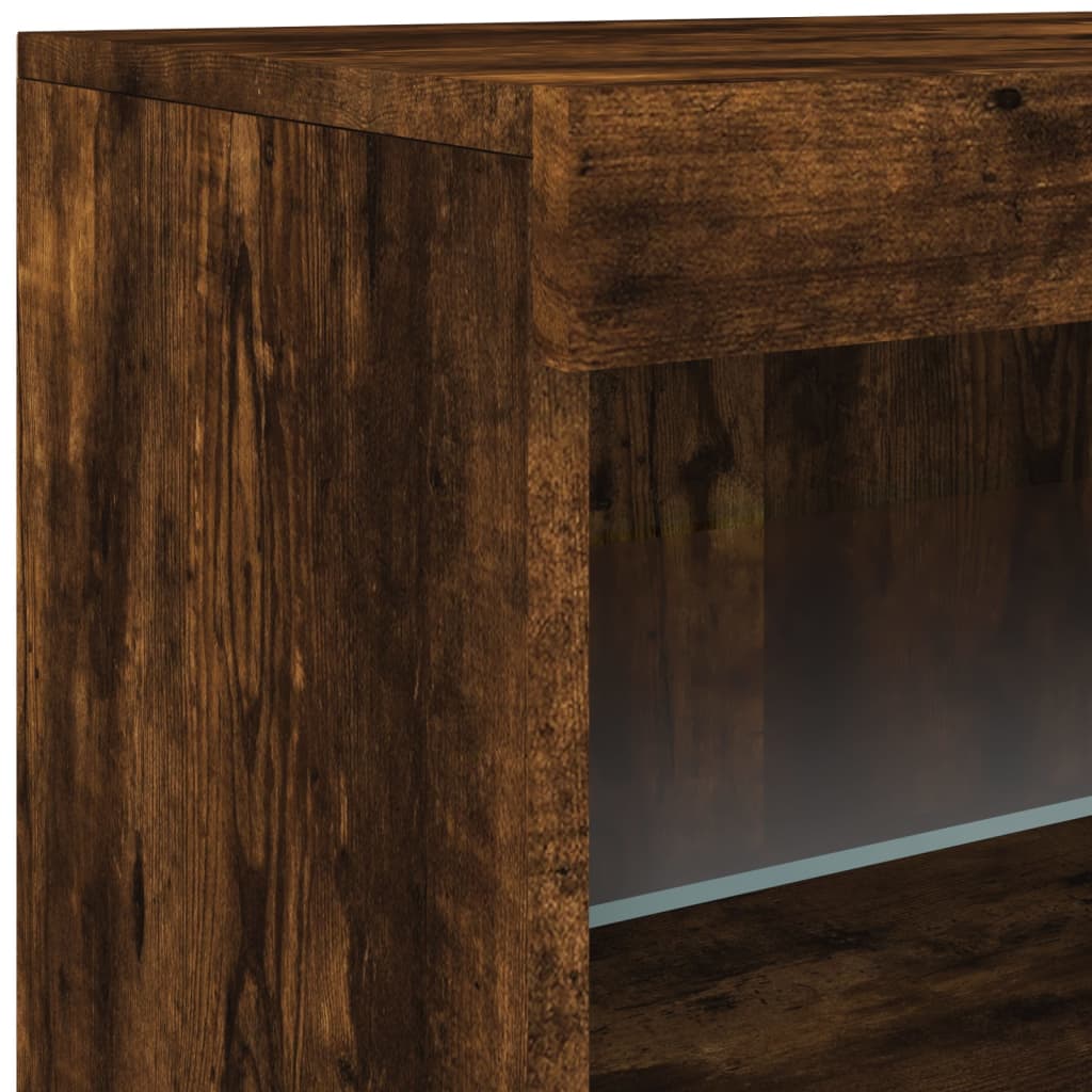 vidaXL Sideboard with LED Lights Smoked Oak 60x37x67 cm