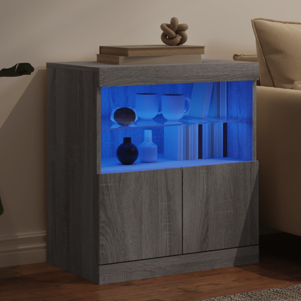vidaXL Sideboard with LED Lights Grey Sonoma 60x37x67 cm